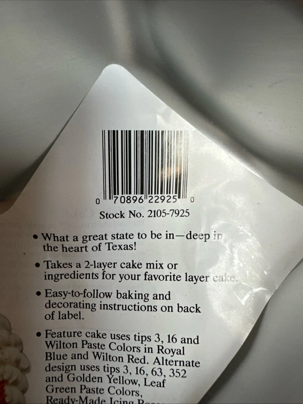 NEW Vintage WILTON Lone-Star Texas Cake Pan 2105-7925